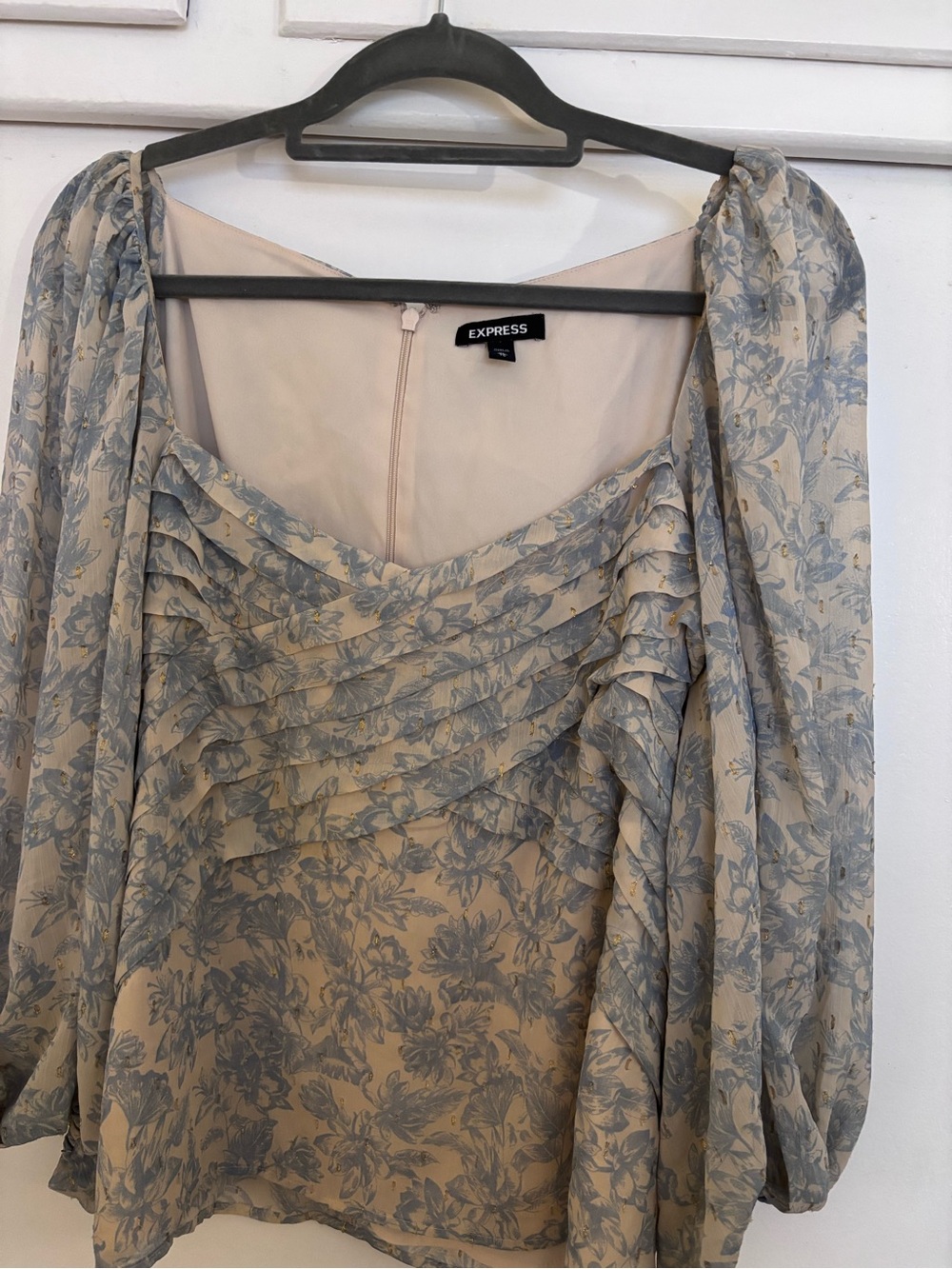 Express Neutral Blouse in Cream and Black Trim